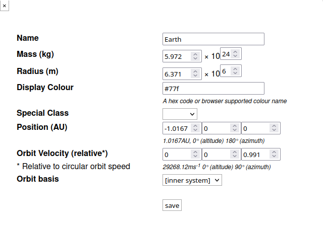 Planetarium edit planet form