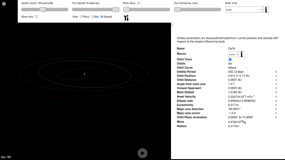 Planetarium with Body information open