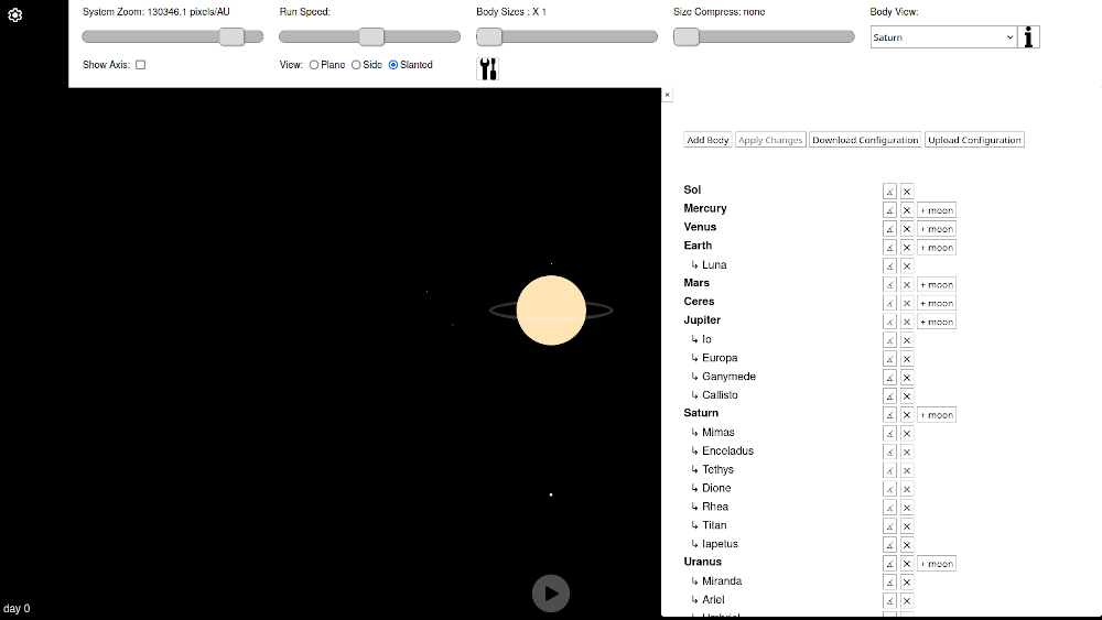 Planetarium with Body management open